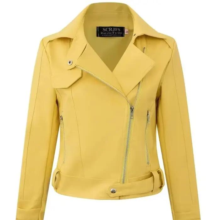 Veste de moto en cuir PU pour femme