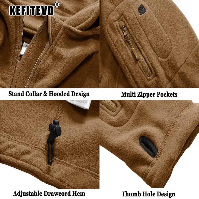 KEFITEVD veste tactique militaire pour hommes sweat à capuche polaire chaud Sport manteaux d'hiver en plein air