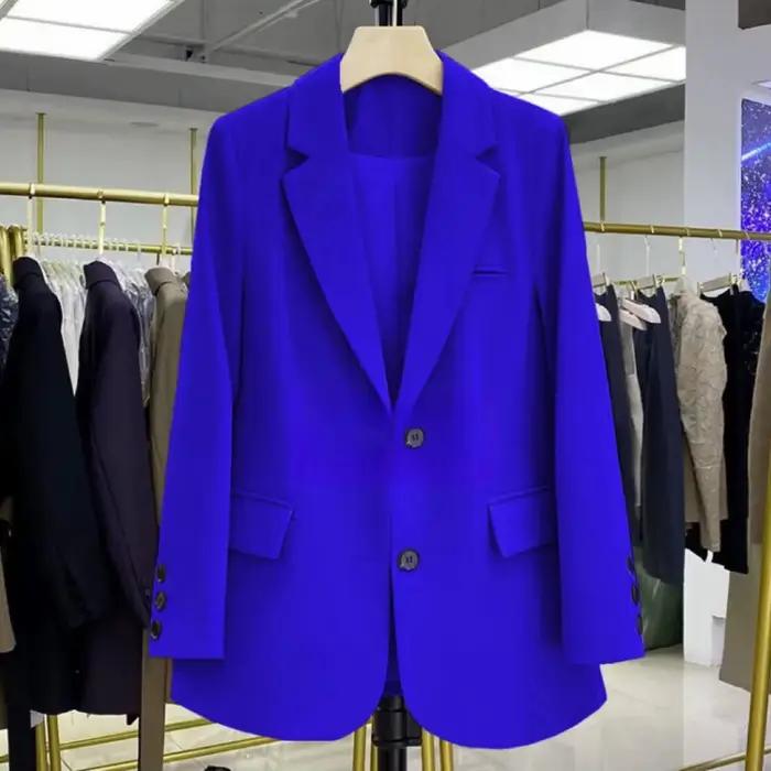 Nouveau blazer rouge 2026 pour femme, style coréen, coupe ample, à simple boutonnage, veste de bureau élégante pour femme, haut d'extérieur