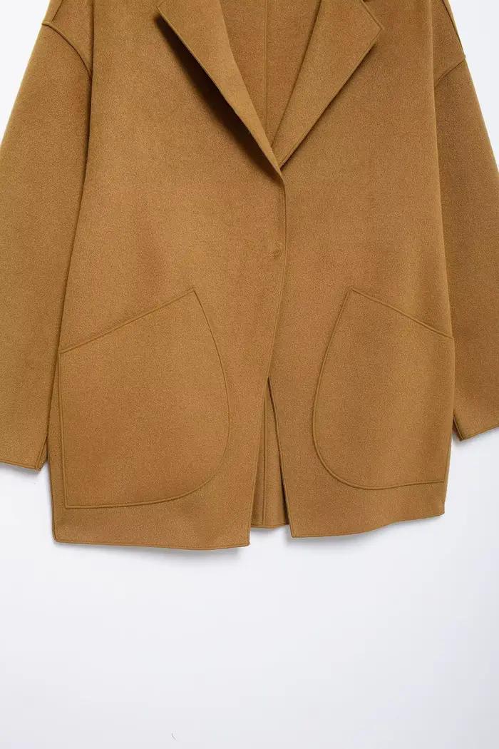 Manteau d'automne mi-long décontracté élégant pour femme avec motif Vichy et poches latérales occasions spéciales Shibashan