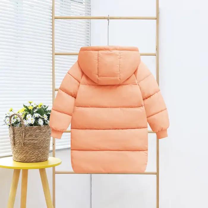 2025 Veste pour enfants pour garçons et filles Veste mi-longue en coton épais pour bébé Veste en coton à capuche