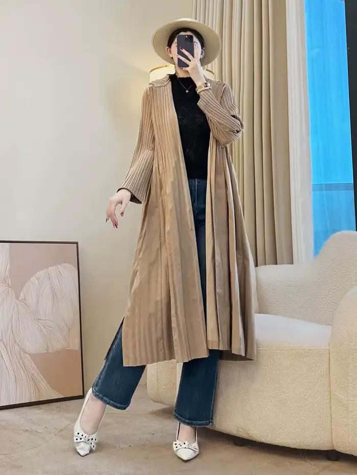 Trench-Coat plissé pliable pour femmes
