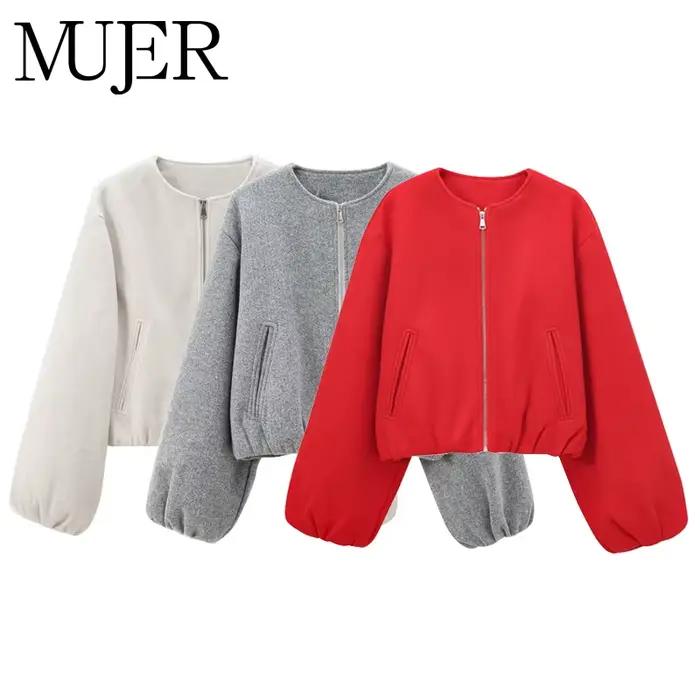 Mujer Bomber Vest Femme Polyester Solide Sportif Vestes Courtes à Manches Longues Pour Entrainements et Sorties Spéciales