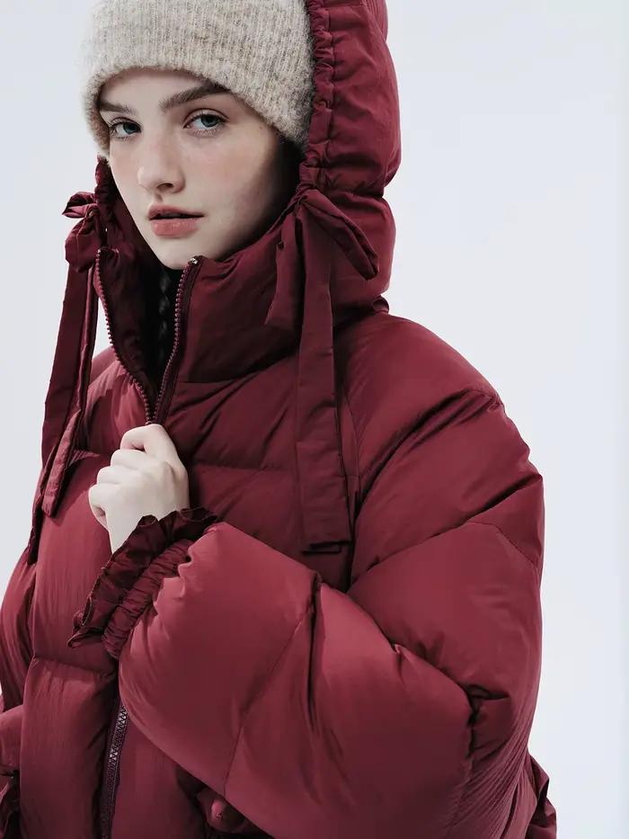 IMAKOKONI design original hiver chaud épais à manches longues à capuche fermeture éclair doudoune pour les femmes 234374