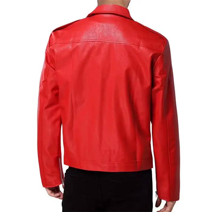 Veste d'affaires décontractée en simili cuir rouge pour hommes