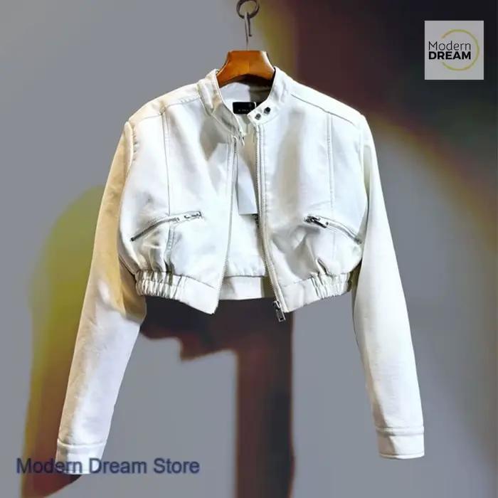 Veste de costume de moto courte de style français pour femmes