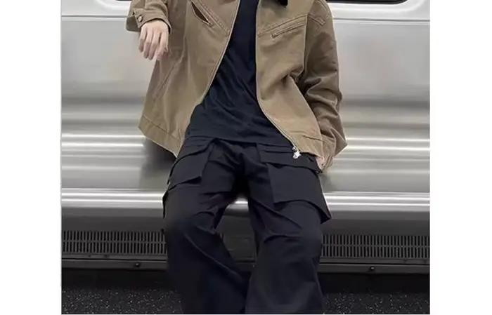 Veste en jean YEMOCILE style rétro ample à col pour hommes élégants printemps été bureau confortable
