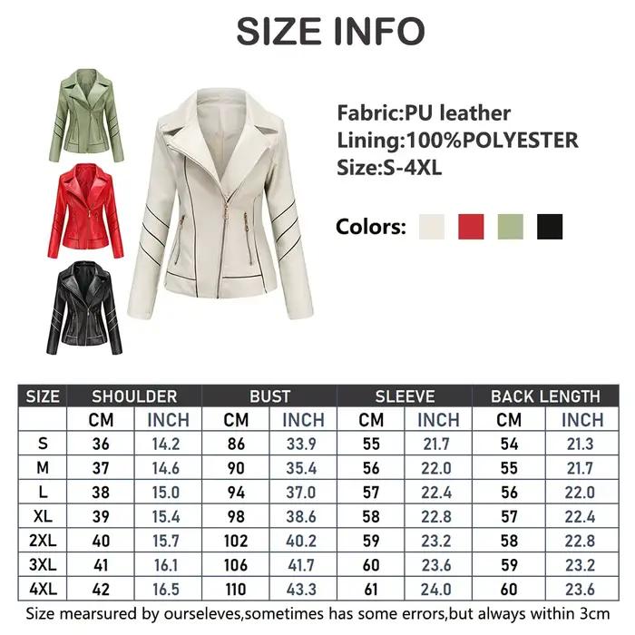 Veste en simili cuir PU rouge pour femmes