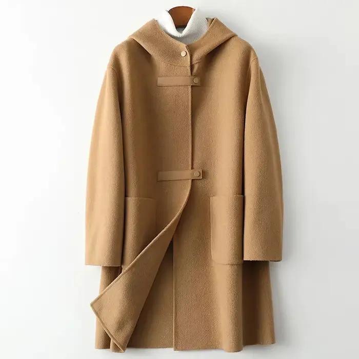 Nouvelle mode à capuche Double face POLYESTER manteau femmes automne hiver