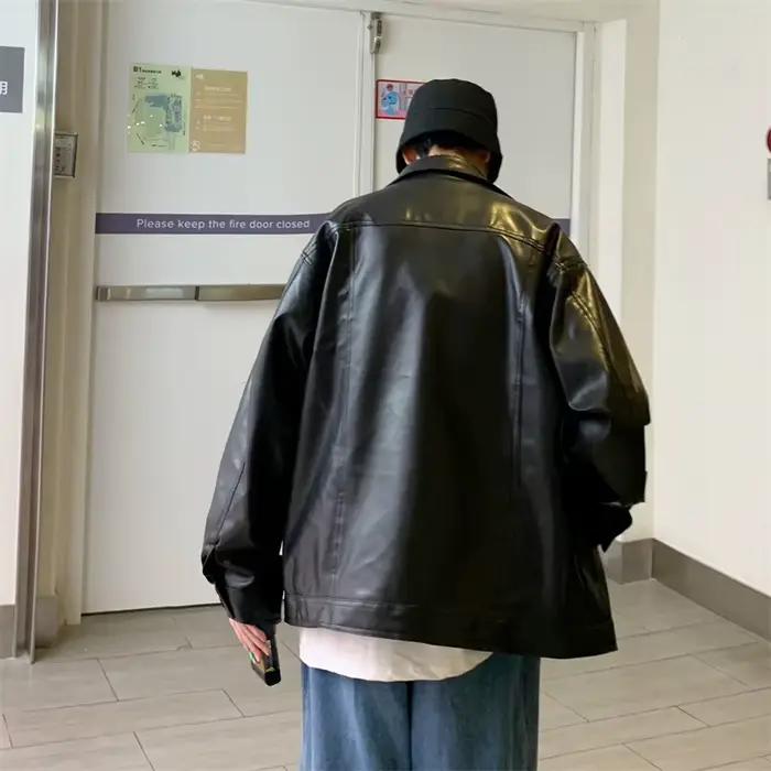 Veste en similicuir PU surdimensionné pour hommes