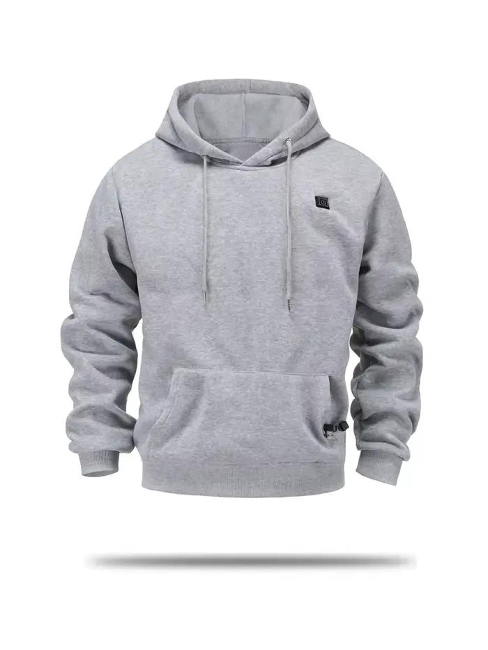 Veste chauffante USB pour hommes, sweat-shirt chauffant électrique d'hiver avec capuche, vêtements thermiques chauds et rechargeables pour Sports de plein air et ski