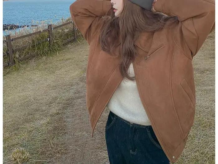 Veste courte en duvet d'agneau pour femme