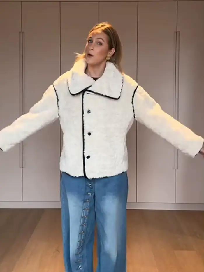 Veste de fourrure à simple boutonnage pour femme