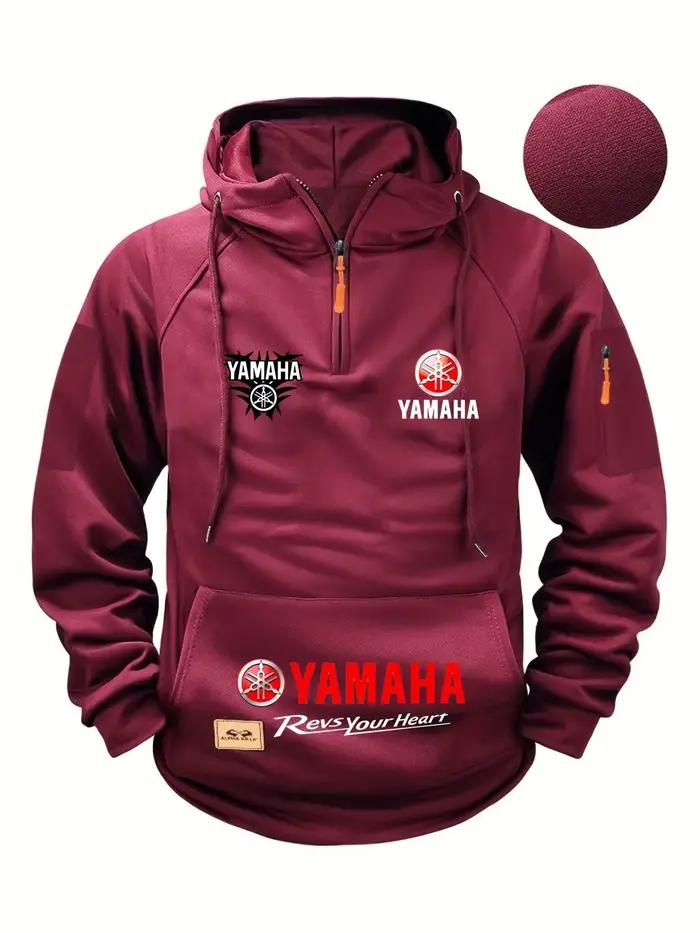 Nouvelle veste décontractée moto à capuche en polaire épaisse pour homme, style rétro, collection automne-hiver 2026 Yamaha