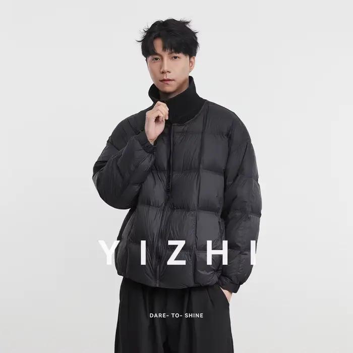 Mode hommes 90 duvet de canard blanc revers Plaid doudoune 2025 hiver nouveau lâche chaud pain manteau haut veste