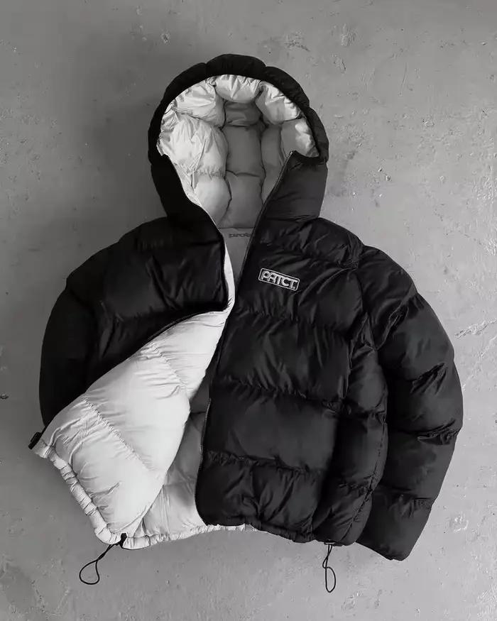 Streetwear hiver réversible doudoune hommes femmes Y2K double couleur vers le bas manteau à capuche matelassé vêtements chauds décontracté Baggy vêtements