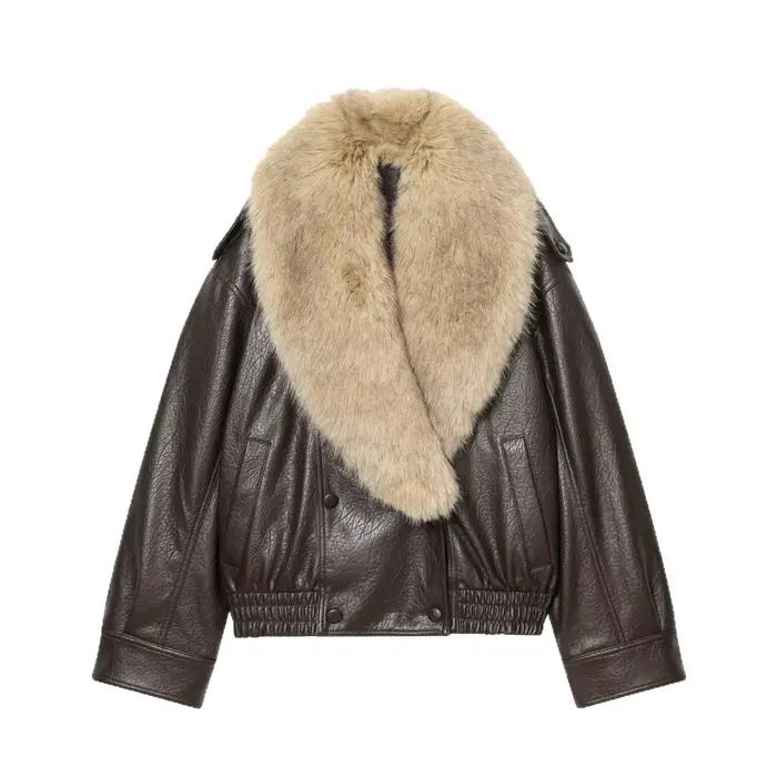 Veste en cuir PU pour femme
