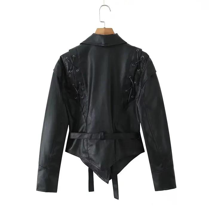 Veste en cuir rétro tendance pour femme Printemps 2026 – Style urbain
