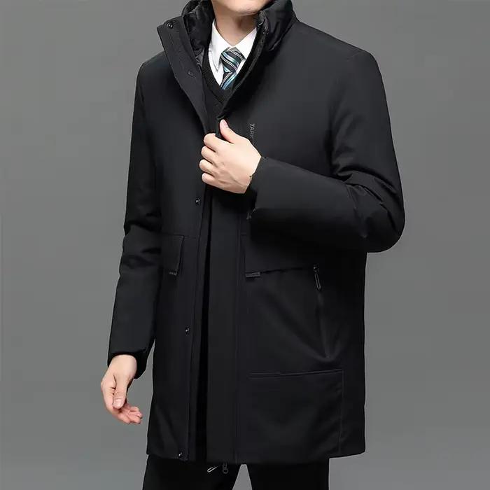 Hommes d'affaires épais hiver grand col à capuche Parka chaude imperméable coupe-vent nouveau-40 degrés de qualité