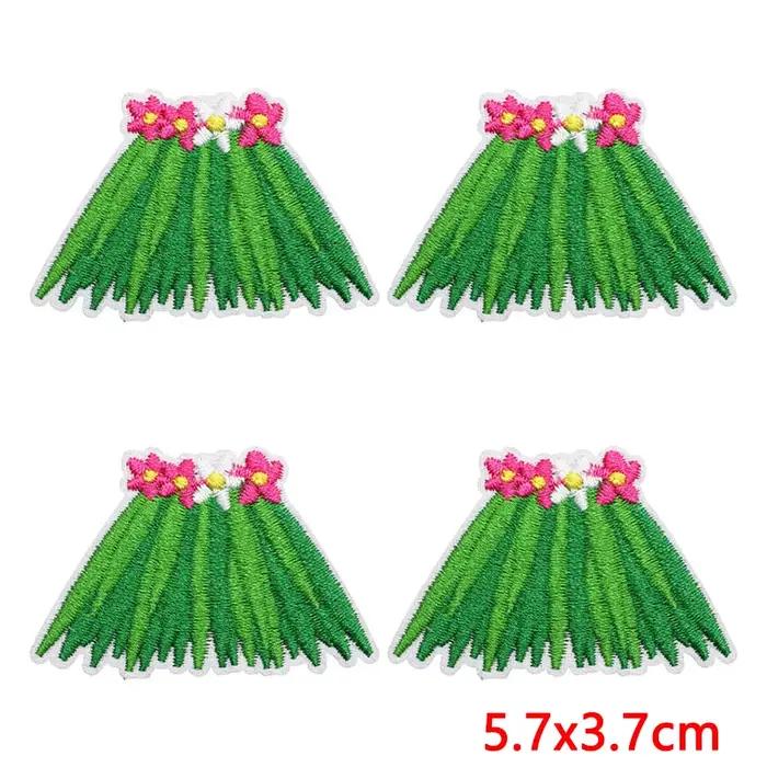 Lot de 10 patchs brodés de dessins animés sur le thème de la forêt tropicale hawaïenne, motifs ananas, cocotiers et feuilles, à thermocoller pour vêtements DIY