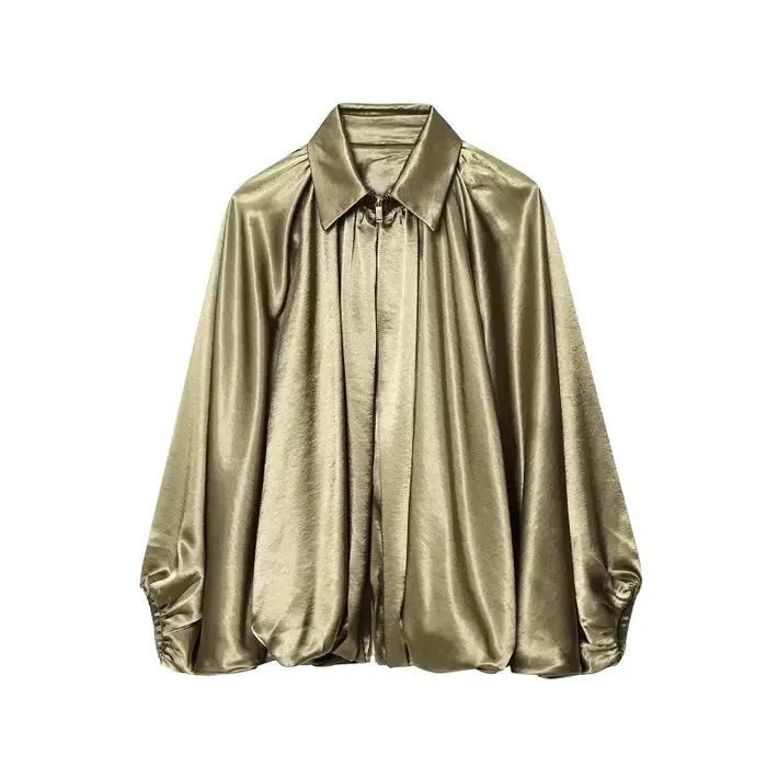 MUJER froncé Bomber vestes pour femmes gonflé surdimensionné veste femme manteaux d'été Demi-saison