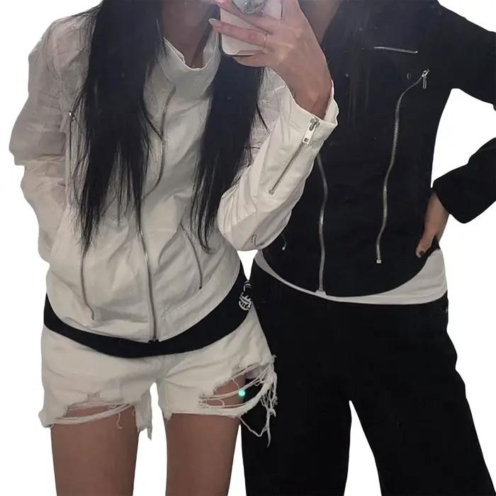Puloru – vestes de Style Punk pour femmes, automne, manches longues, col montant, fermeture à glissière, manteaux Slim, Streetwear, solide, Cool, vêtements d'extérieur d'automne