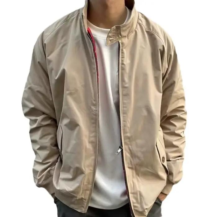 Veste décontractée tendance de style américain, vêtement de travail rétro kaki, col montant, coupe-vent pour moto, vêtements d'extérieur pour homme printemps-automne
