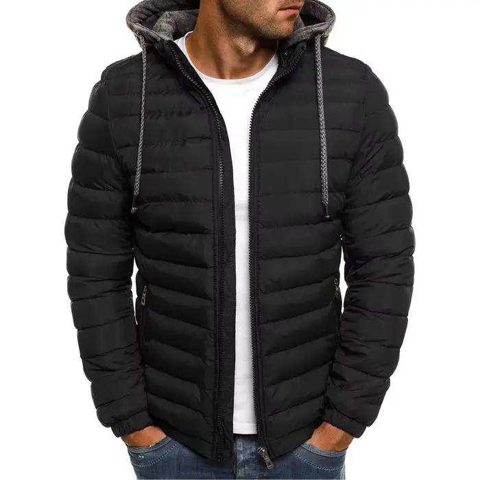Coréen hommes coton Pad Parka manteau automne hiver mâle solide chaud à capuche zippé manteaux