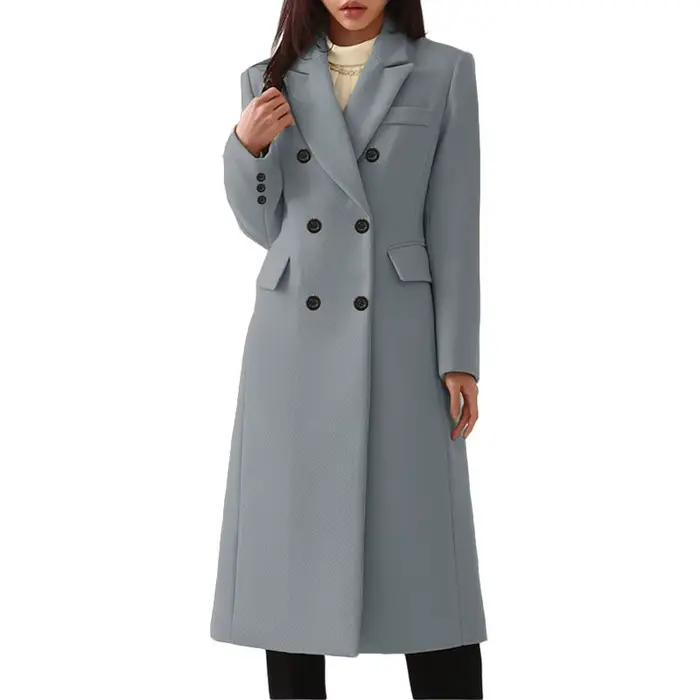 Manteau Long en laine pour femme, automne et hiver, 2025