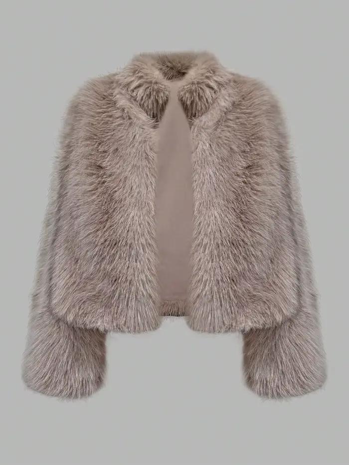 Manteau court de luxe en fausse fourrure pour femme