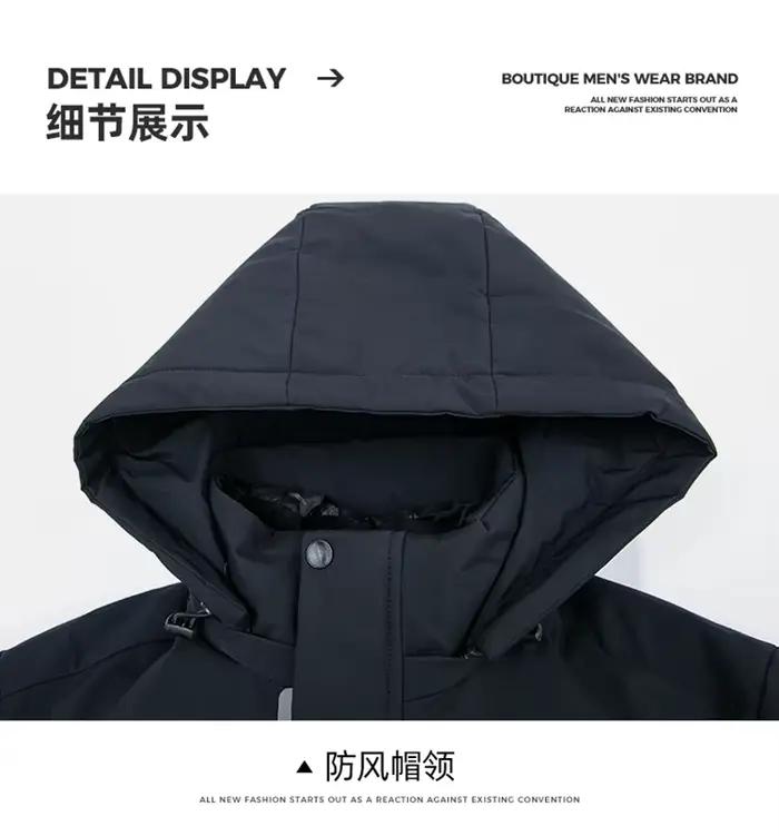 Hommes d'affaires épais hiver grand col à capuche Parka chaude imperméable coupe-vent nouveau-40 degrés de qualité