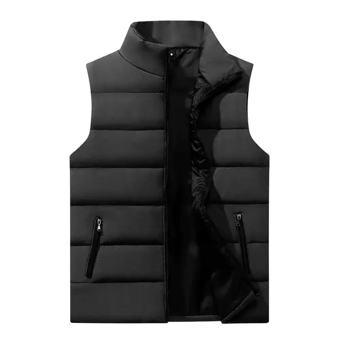 Hommes gilet veste chaude sans manches vestes hiver imperméable à l'eau manteau à glissière automne col montant