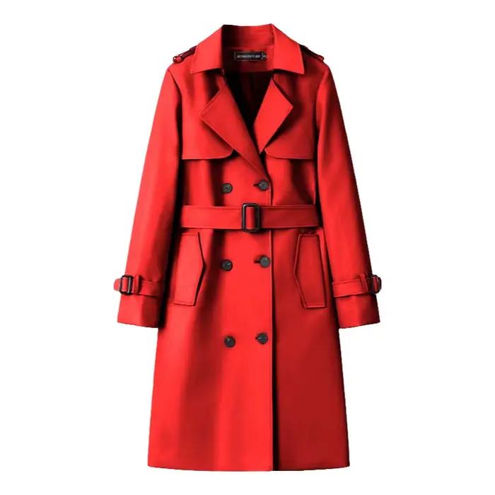 Nouvelle veste en cuir rouge pour femme 2026