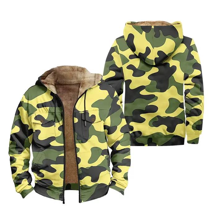 Forêt sauvage tactique camouflage hommes hiver Parka à capuche manteaux vestes imprimer fermeture éclair poche avant chasse agriculteur Streetwear vêtements d'extérieur