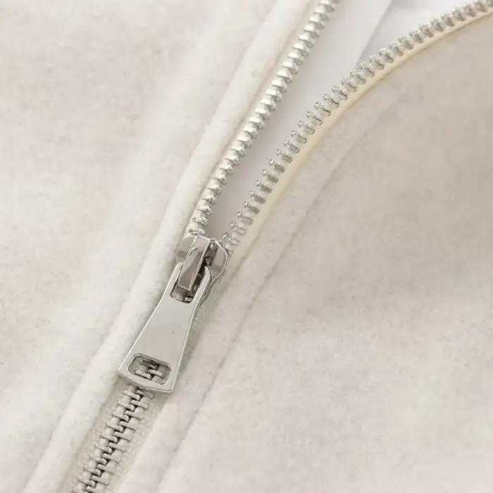 TRAF Beige recadrée veste d'extérieur femmes 2024 automne hiver laine et mélange court Bomber varsity
