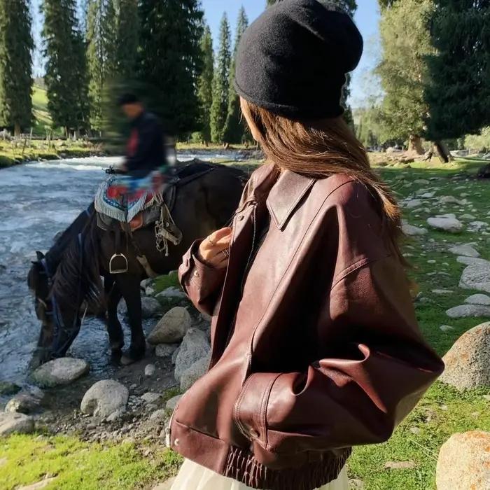 Veste en cuir haut de gamme pour femmes
