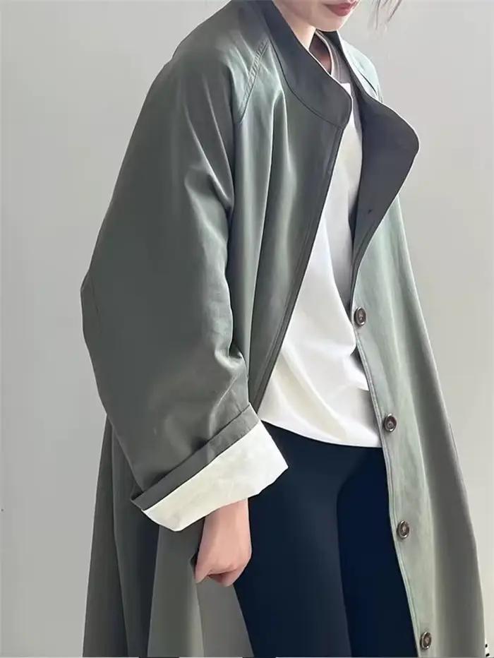Trench-Coat mi-long à col montant pour femme