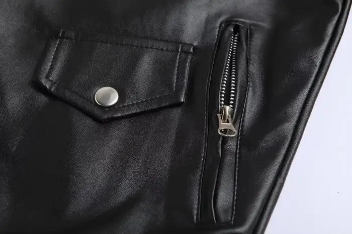 Veste en cuir PU pour hommes, manteau en cuir ajusté à la mode pour moto