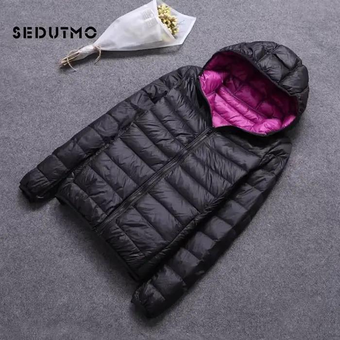 SEDUTMO hiver canard vers le bas manteau femmes à capuche deux côtés porter vestes Ultra léger