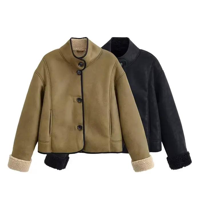 Veste en peau de mouton pour femme vestes en cuir mode hiver 2025 manteau