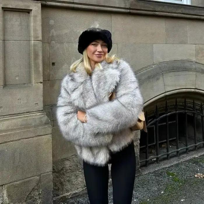 OFTBUY veste en fausse fourrure femmes Chic rue filles dégradé hiver manteau