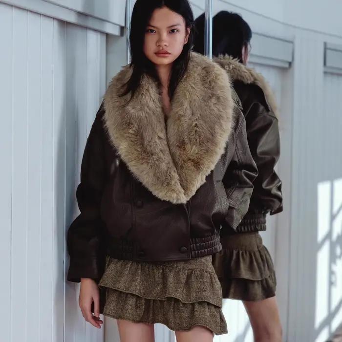 Veste en cuir PU pour femme