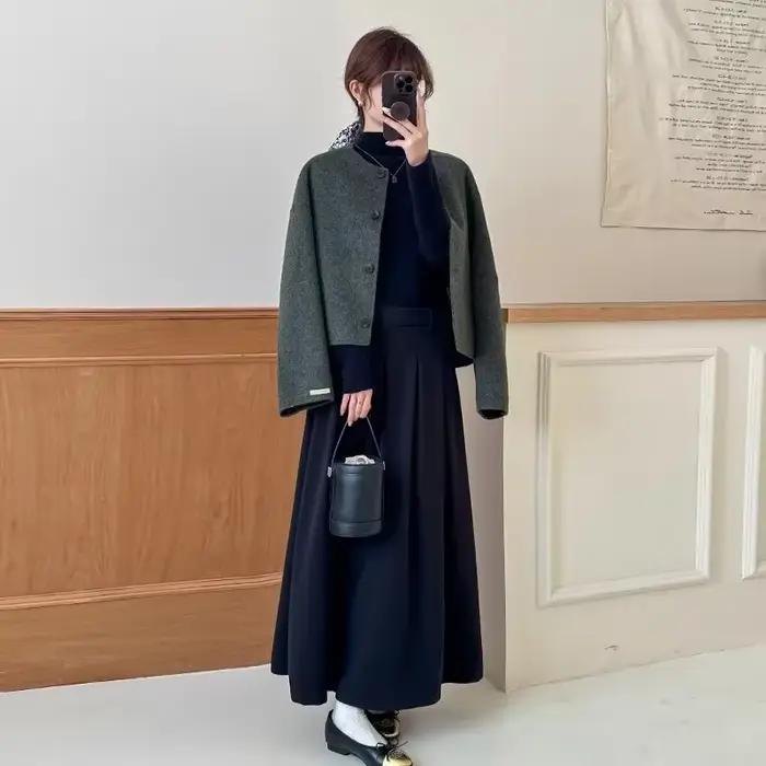 Manteau court en laine pour femmes