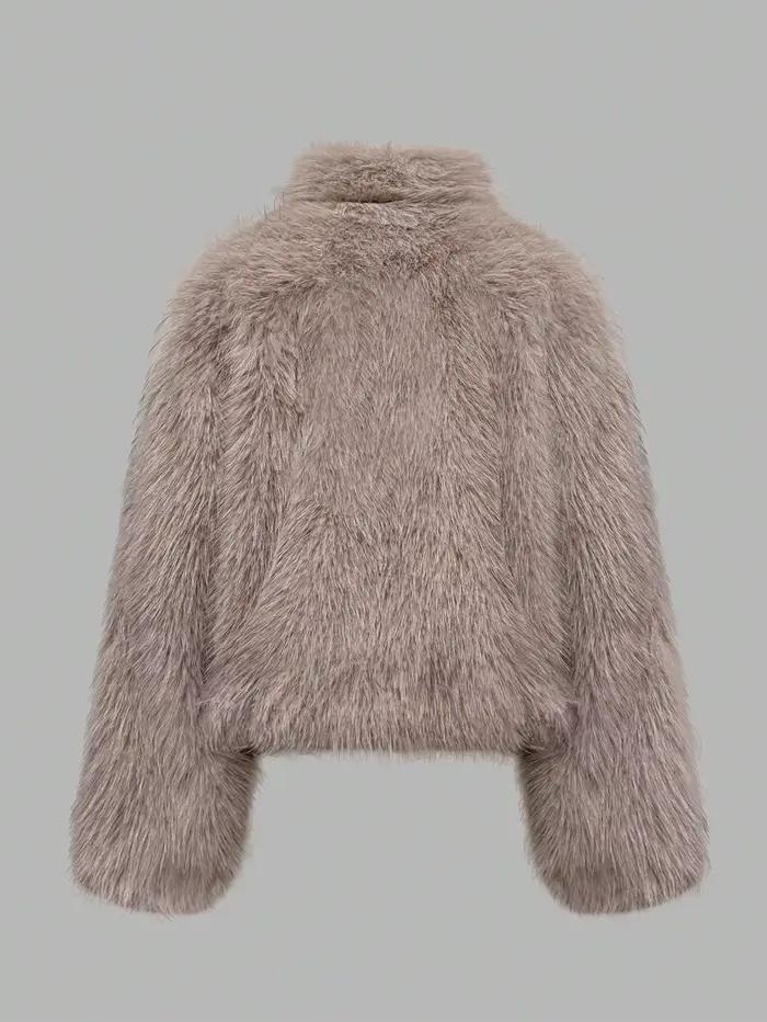 Manteau court de luxe en fausse fourrure pour femme