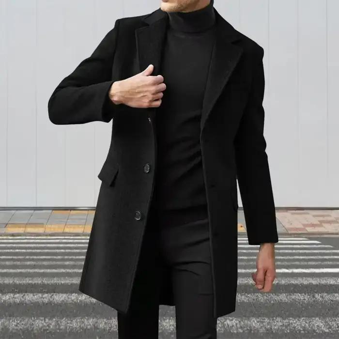 Manteau en laine à manches longues pour hommes
