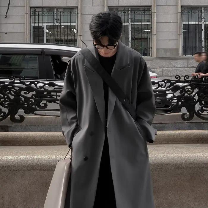 Trench-Coat automne coréen hommes nouvelle mode pardessus mâle Long coupe-vent Streetwear Trench