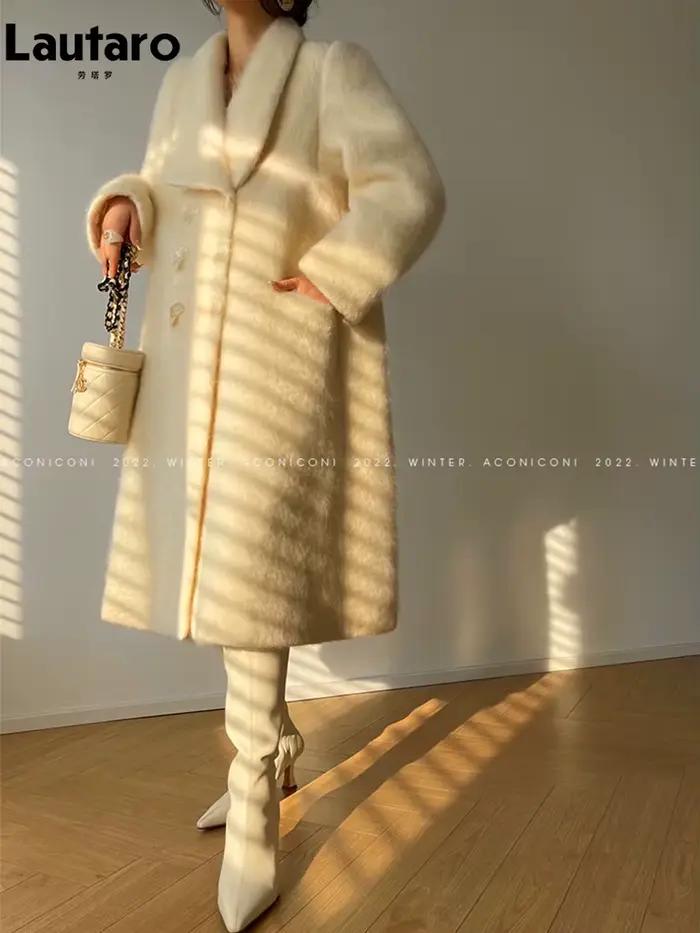Lautaro-Manteau long vintage en mélange de laine moelleux pour femme