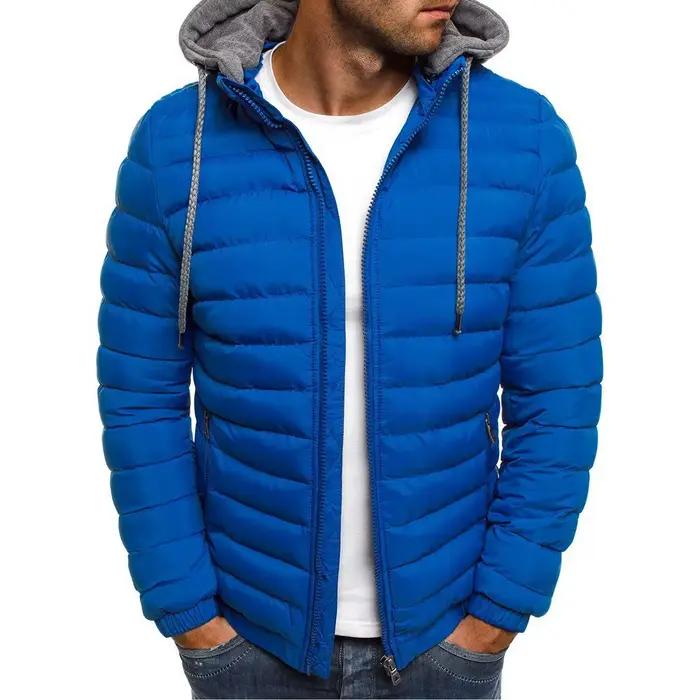 Coréen hommes coton Pad Parka manteau automne hiver mâle solide chaud à capuche zippé manteaux