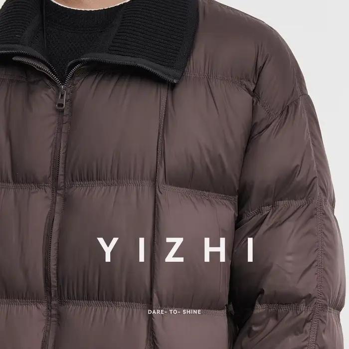 Mode hommes 90 duvet de canard blanc revers Plaid doudoune 2025 hiver nouveau lâche chaud pain manteau haut veste