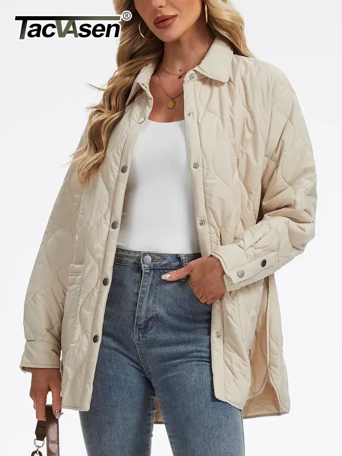 Veste matelassée légère pour femmes TACVASEN en polyester avec détails en forme d'oignon et ourlet en arc pour l'hiver, élégante et pratique à offrir pour toutes occasions hivernales